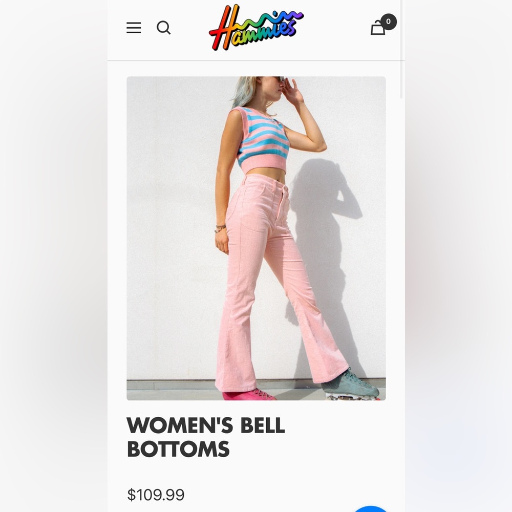 Hammie’s corduroy pink bell bottoms New with Tags